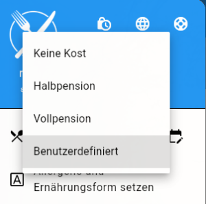 mealX Menü: Auswahl der Pension