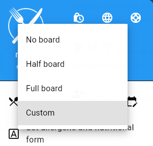 mealX menu: choosing the board